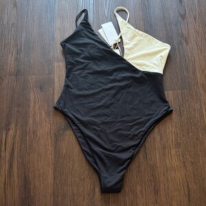 NWT L*Space Black and Cream One-Piece Swimsuit